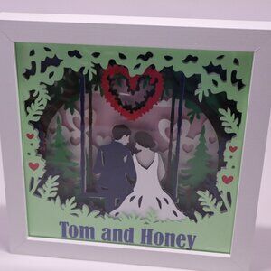 Romantic 3D Wedding Shadow Box – Personalized Couple Decor, Anniversary or Engag